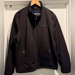 Tommy Hilfiger Men’s Softshell Jacket Black Full Zip Stretch Large L